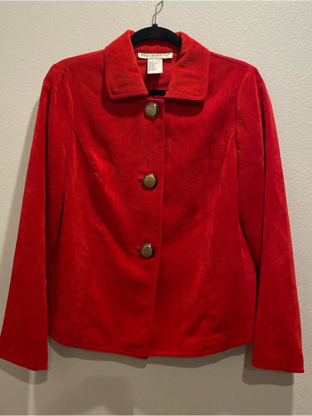 Requirements Red Corduroy Button-Front Jacket